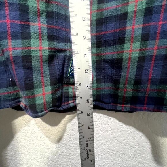 William Murray Golf Flannel Shirt Mens L Multicolor Plaid Cotton Stretch Pleated - Picture 14 of 16